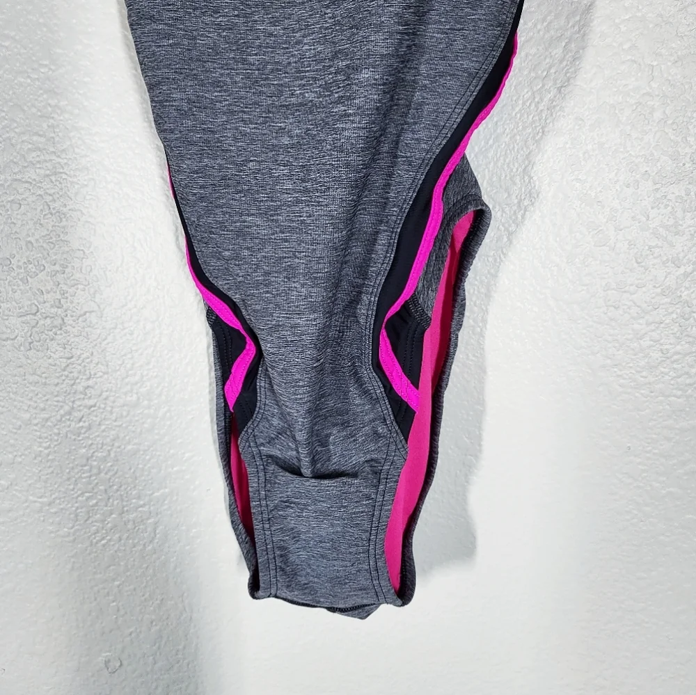 Speedo Quantum Splice One Piece Swimsuit Open Back Sporty Grey and Pink Size 10 - Picture 6 of 13